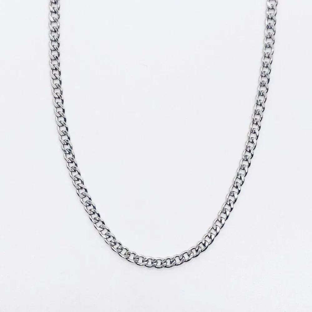 Silver Cuban Link Mask Chain Necklace (Unisex)